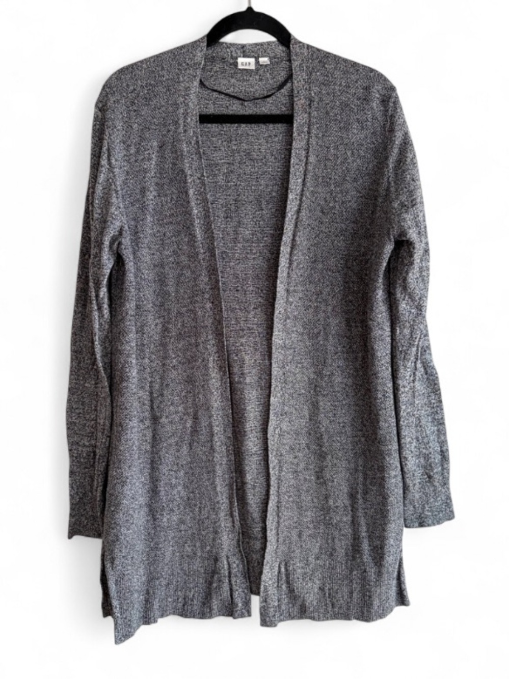 GAP 100% Cotton Heather Charcoal Gray Long Open Cardigan Size L